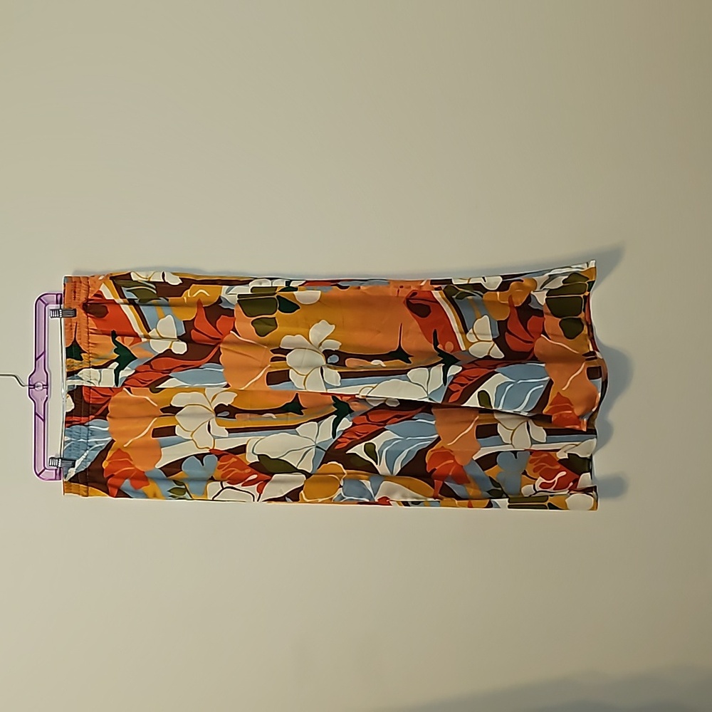 MELLODAY Wide Leg Floral Print Pants in Orange, White, Blue, Green